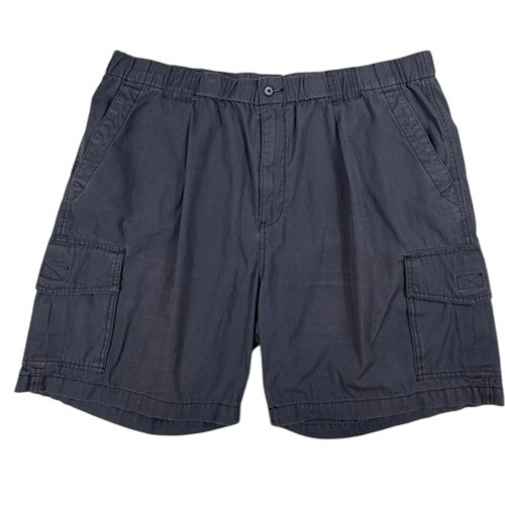 Tommy Bahama Relax Mens XXL Navy Blue Cotton Pleated Cargo Shorts Elastic Waist - Picture 2 of 6